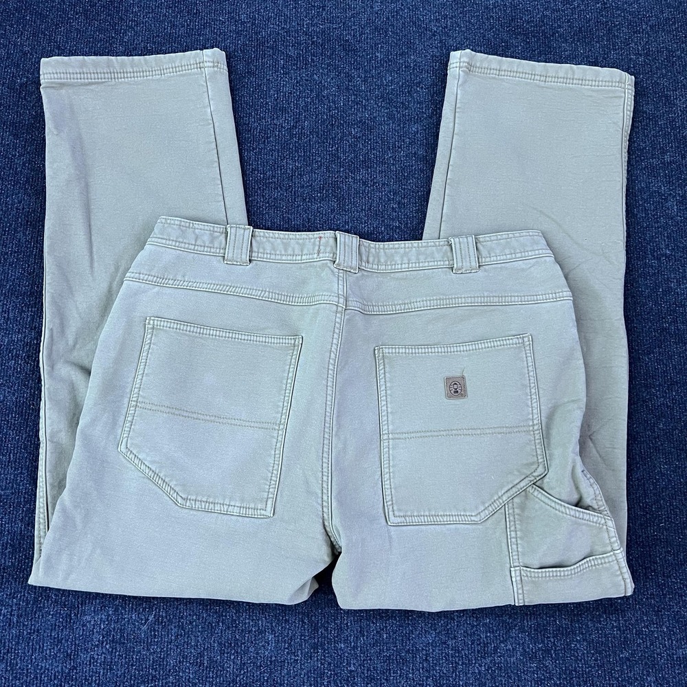 Coleman Pants Mens 36x32 Beige Fleece Lined Canvas Carpenter Workwear Insulated